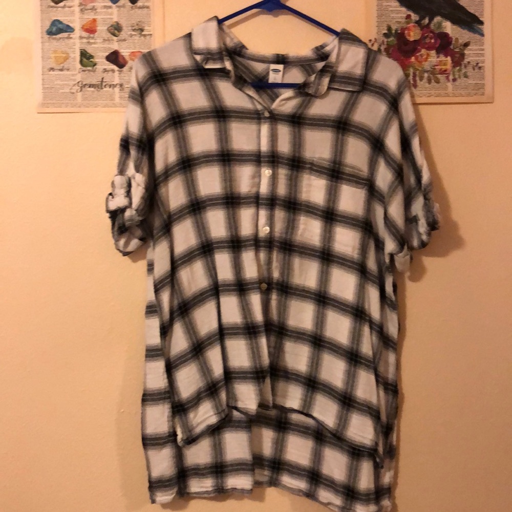 Plaid Grunge button tee
